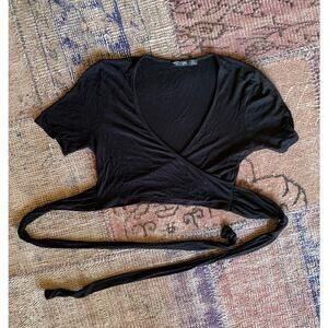 Nasty Gal Women's Black Crop Me If You Can Wrap Top Size: US:4 (UK:8)